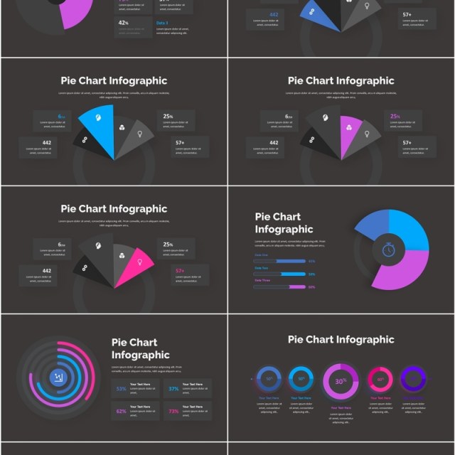 饼图圆形信息图表PPT模板Pie Chart Infographic Dark 饼图圆形信息图表PPT模板Pie Chart Infographic Dark