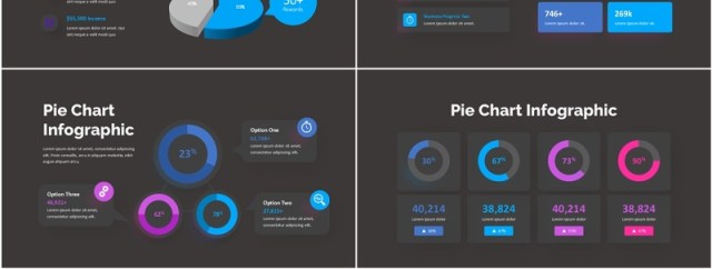 饼图圆形信息图表PPT模板Pie Chart Infographic Dark 饼图圆形信息图表PPT模板Pie Chart Infographic Dark