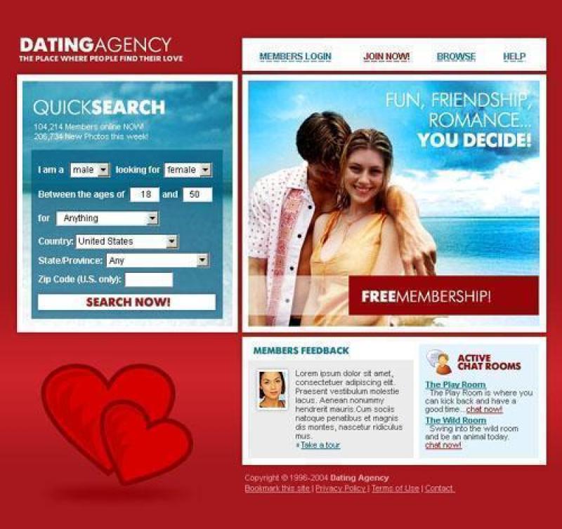 情侣网站模板PSD