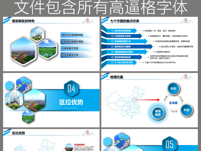 河北雄安新区介绍PPT模板概况规划地图