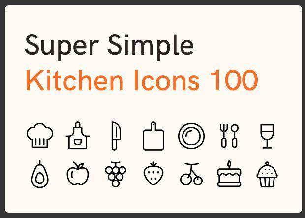 100个超简单实用厨房小图标Super Simple Kitchen Icons 100