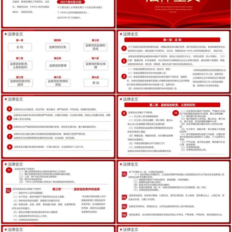 2021红色党政解读监察官法PPT模板