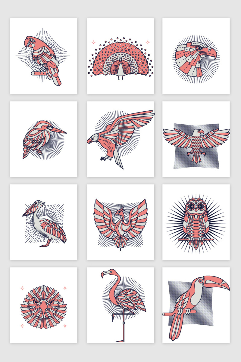 各种鸟类图标装饰素材