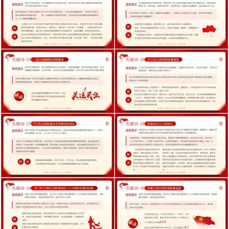 红色党政风政府工作报告中四十三个关键词PPT模板