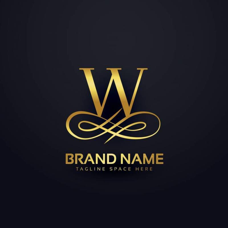字母W品牌标志设计金色风格