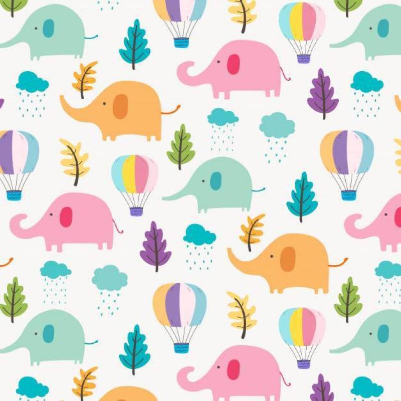 Cute Elephant Pattern Background For Kids.
