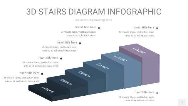 莫兰迪蓝色3D阶梯PPT图表1