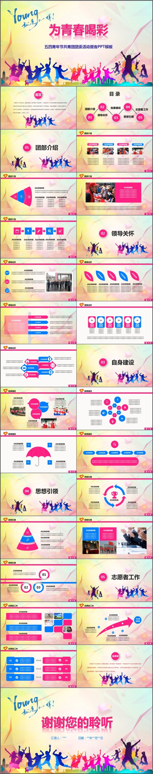 青春正能量团委五四青年节共青团PPT模板