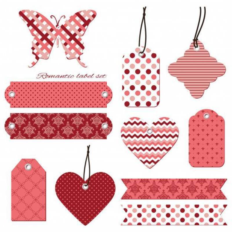 Decorative cut out stickers set isolated on white.