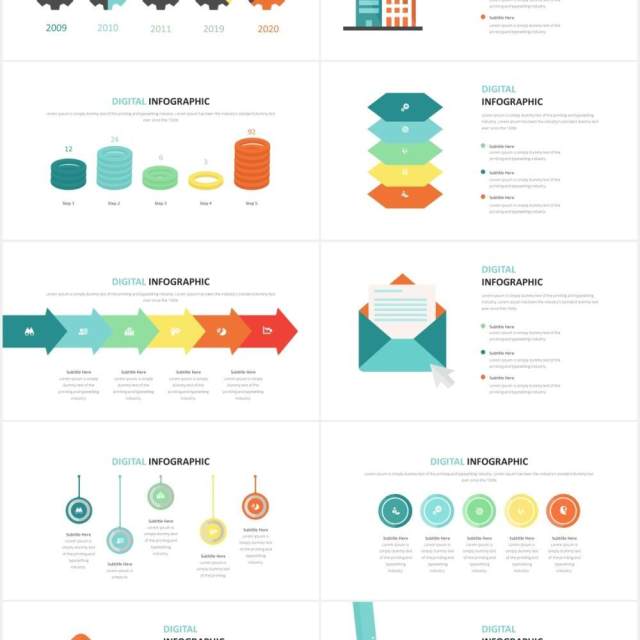 数据可视化信息图表PPT素材Digital Infographic Powerpoint Template