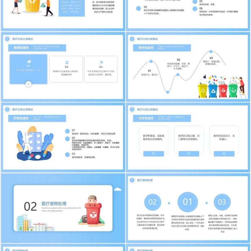 蓝色卡通医疗垃圾分类环保主题班会动态PPT模板
