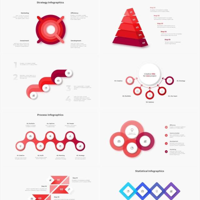 红色浅色系商务产品信息图表流程步骤关系图PPT素材Infographic Red 红色浅色系商务产品信息图表流程步骤关系图PPT素材Infographic Red
