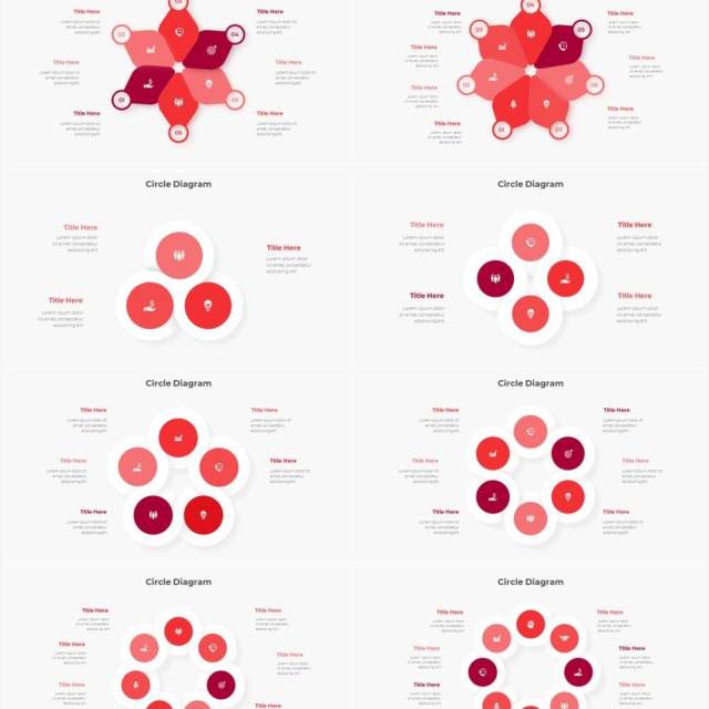 红色浅色系商务产品信息图表流程步骤关系图PPT素材Infographic Red