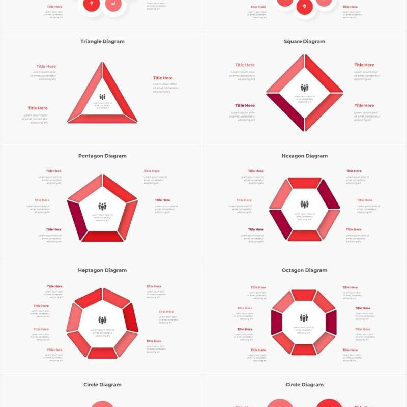 红色浅色系商务产品信息图表流程步骤关系图PPT素材Infographic Red