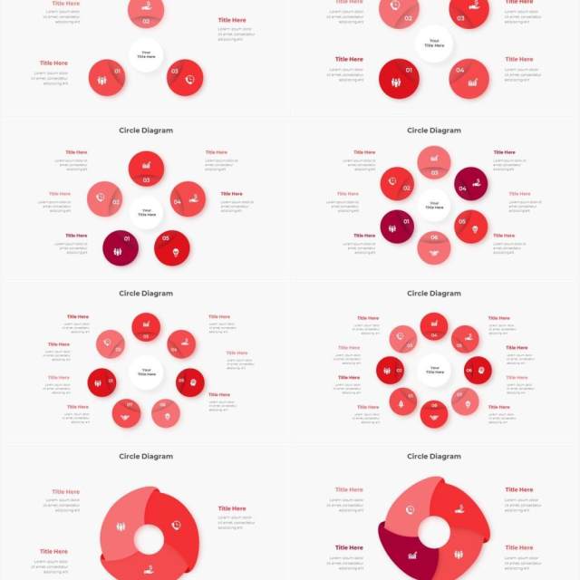 红色浅色系商务产品信息图表流程步骤关系图PPT素材Infographic Red