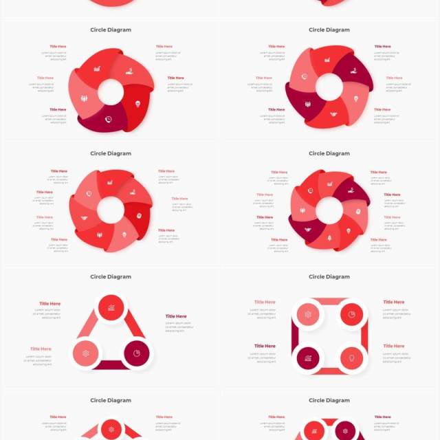 红色浅色系商务产品信息图表流程步骤关系图PPT素材Infographic Red