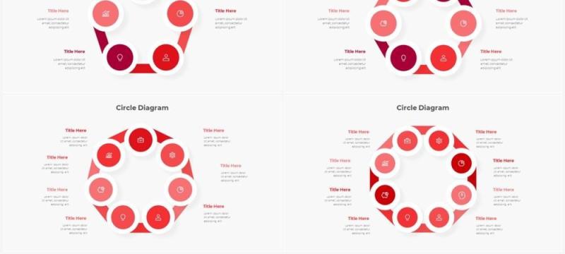 红色浅色系商务产品信息图表流程步骤关系图PPT素材Infographic Red