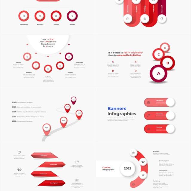 红色浅色系商务产品信息图表流程步骤关系图PPT素材Infographic Red 红色浅色系商务产品信息图表流程步骤关系图PPT素材Infographic Red