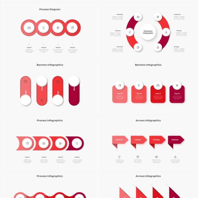 红色浅色系商务产品信息图表流程步骤关系图PPT素材Infographic Red 红色浅色系商务产品信息图表流程步骤关系图PPT素材Infographic Red