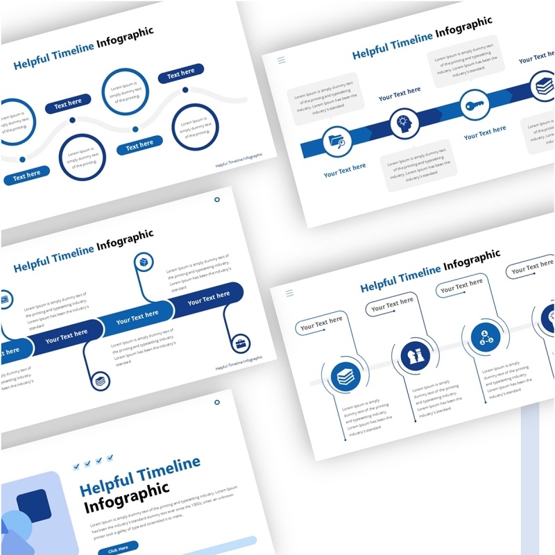 蓝色实用时间轴PPT信息图表模板素材Timeline Infographic