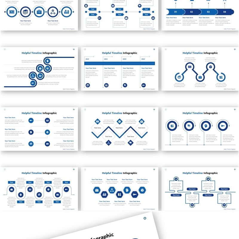 蓝色实用时间轴PPT信息图表模板素材Timeline Infographic