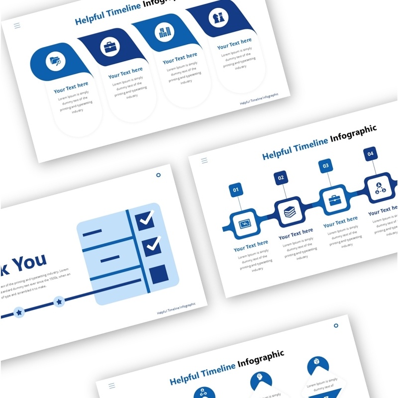 蓝色实用时间轴PPT信息图表模板素材Timeline Infographic