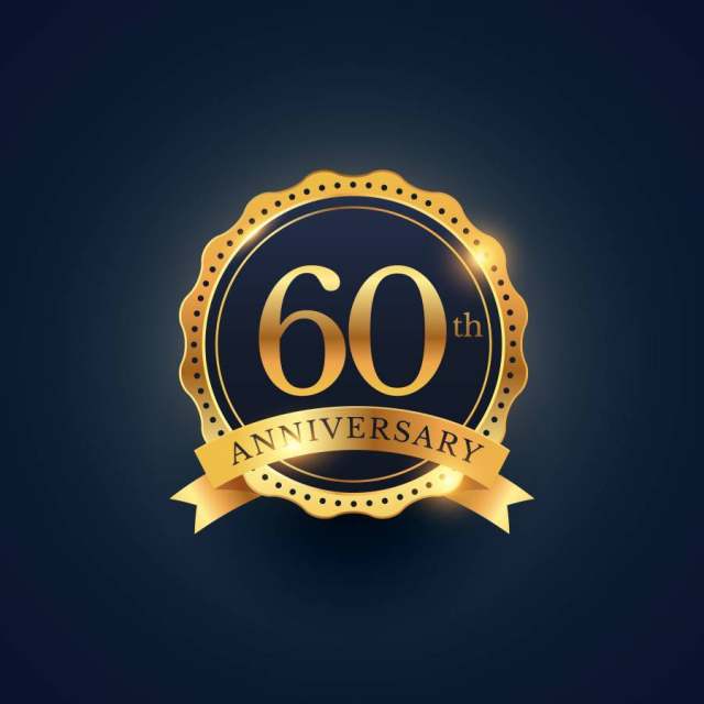 金色的第60周年庆典徽章标签