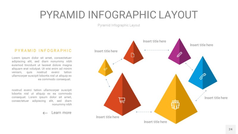 彩色3D金字塔PPT信息图表24
