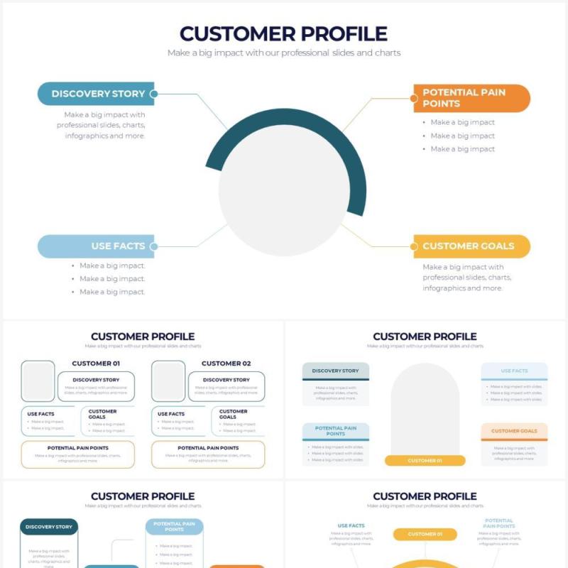 简约风客户档案客户关系信息图表PPT模板Customer Profile Powerpoint Infographics