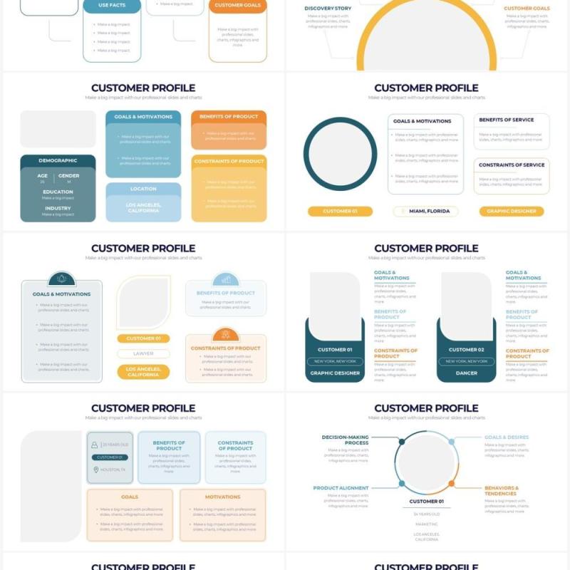 简约风客户档案客户关系信息图表PPT模板Customer Profile Powerpoint Infographics