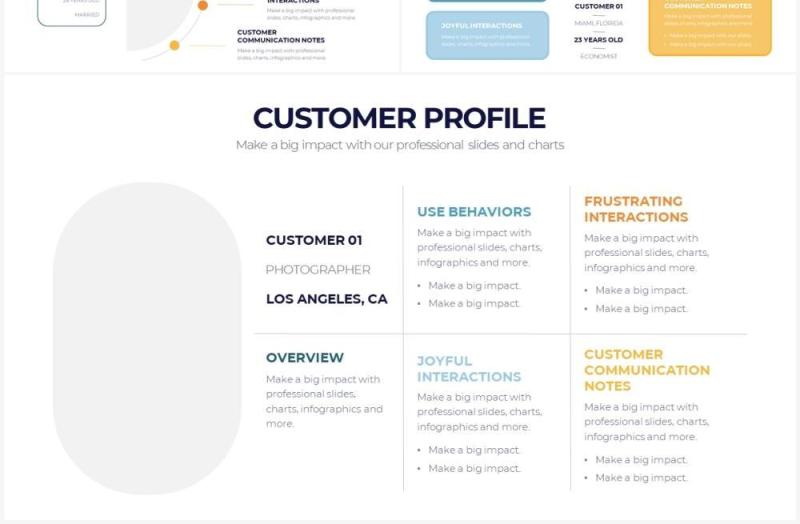 简约风客户档案客户关系信息图表PPT模板Customer Profile Powerpoint Infographics