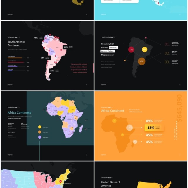 深色世界各国地图PPT素材Impress Dark Anmt