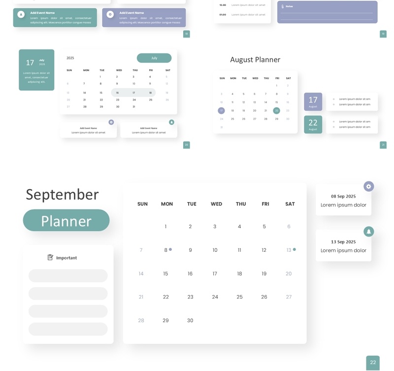 2025淡雅日历表格记事本PPT素材模板 calendar presentation