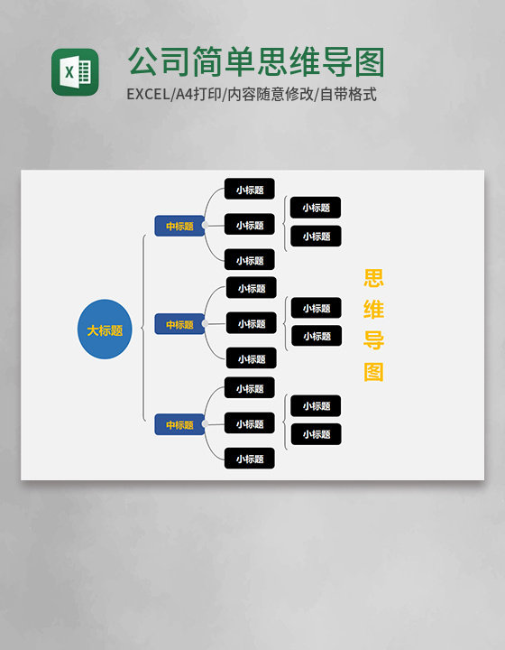 公司简单实用思维导图表格excel模板 公司简单实用思维导图表格excel模板