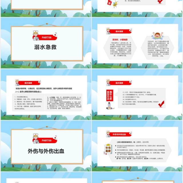 卡通简约十四种急救医疗常识培训PPT模板 卡通简约十四种急救医疗常识培训PPT模板