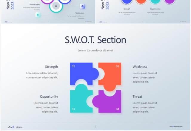 2023彩色创意SWOT信息图表PPT素材 2023彩色创意SWOT信息图表PPT素材