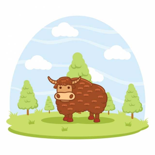 野生牦牛背景矢量