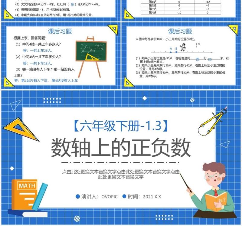 部编版六年级数学下册数轴上的正负数课件PPT模板