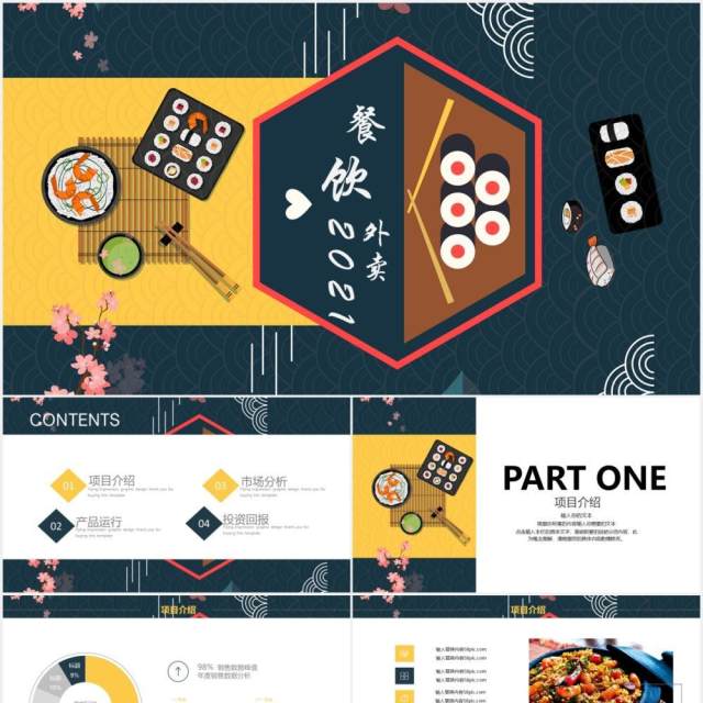 创意餐饮外卖工作汇报通用PPT模板 创意餐饮外卖工作汇报通用PPT模板