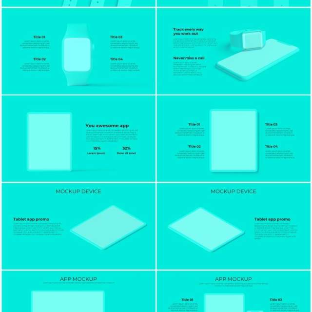 绿色系手机电脑设备实体模型PPT元素素材Devices blue