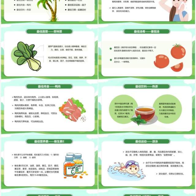 绿色卡通风夏日预防中暑宣传教育PPT模板 绿色卡通风夏日预防中暑宣传教育PPT模板
