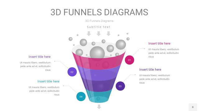 紫色3D漏斗PPT信息图表8