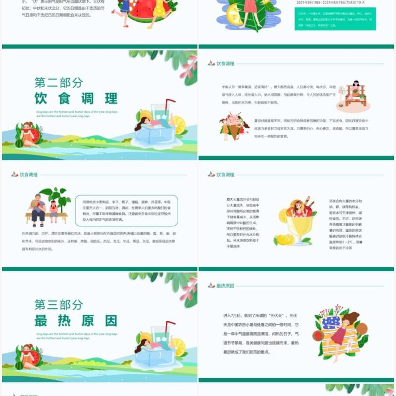 三伏天节气简介动态PPT模板