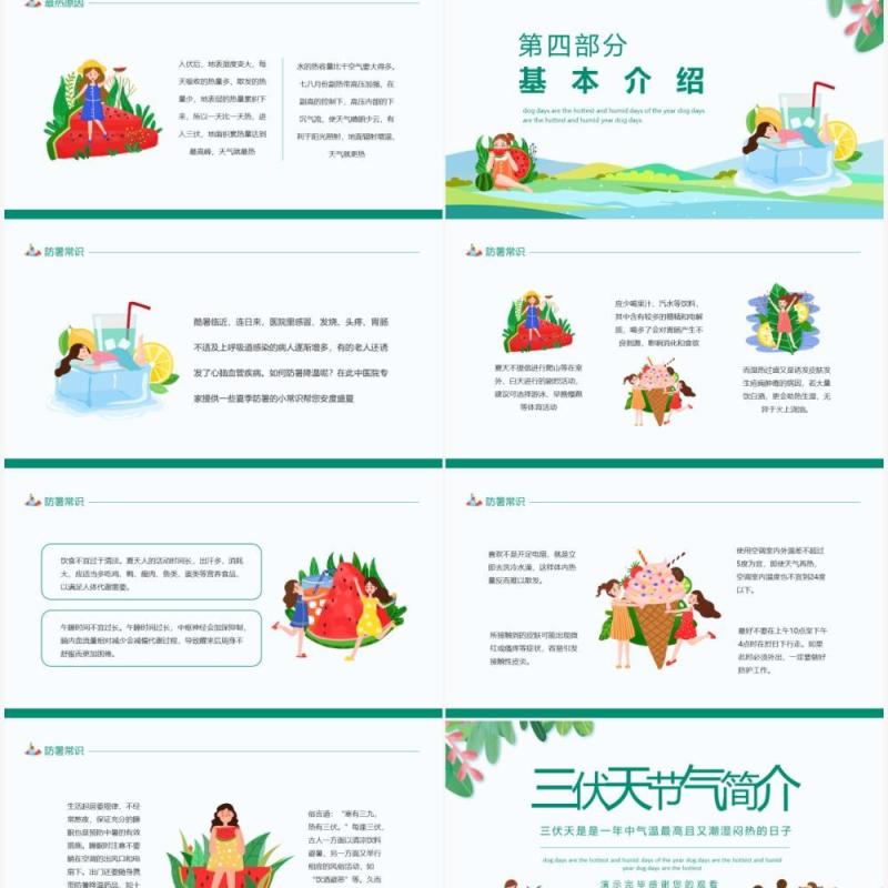 三伏天节气简介动态PPT模板