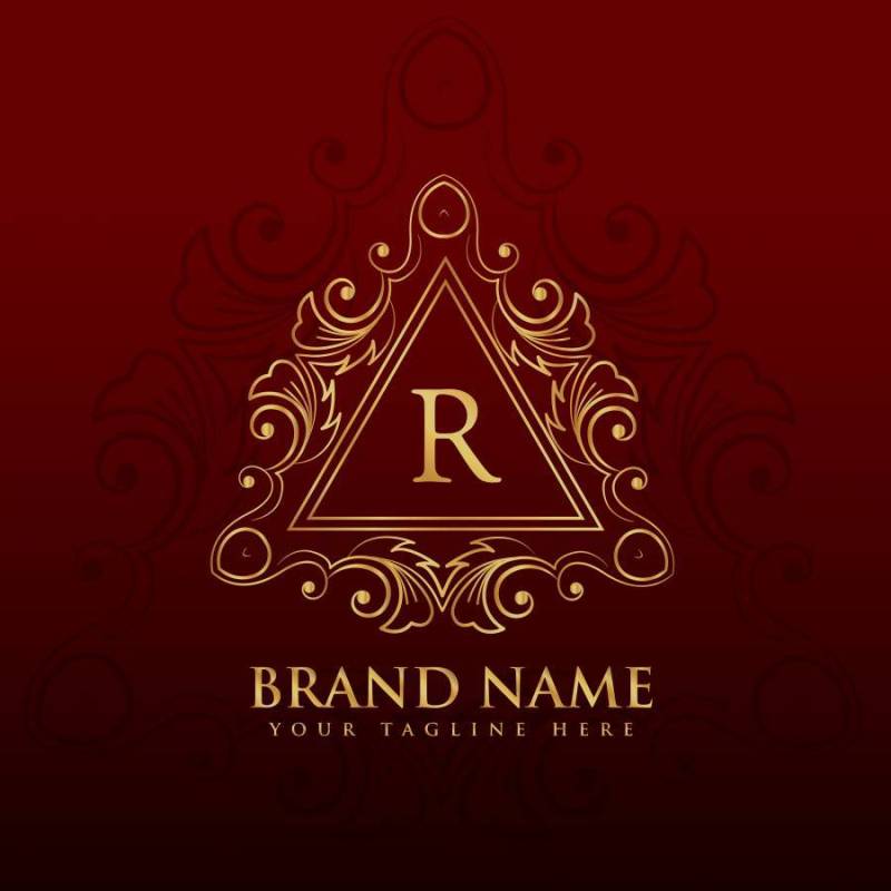 字母R的会标边框框架标志设计