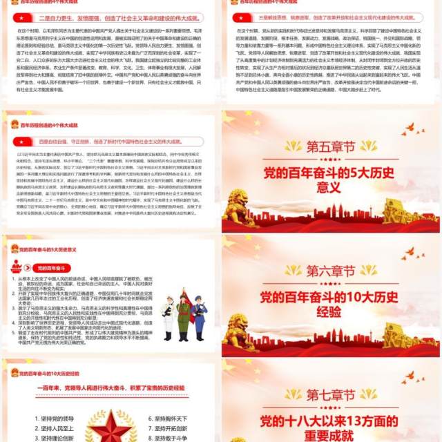 红色党政数览十九届六中全会PPT模板 红色党政数览十九届六中全会PPT模板