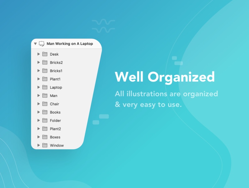 启动插图包包含10个插图，这些插图具有解释工作活动的独特场景。，Larissa：工作图