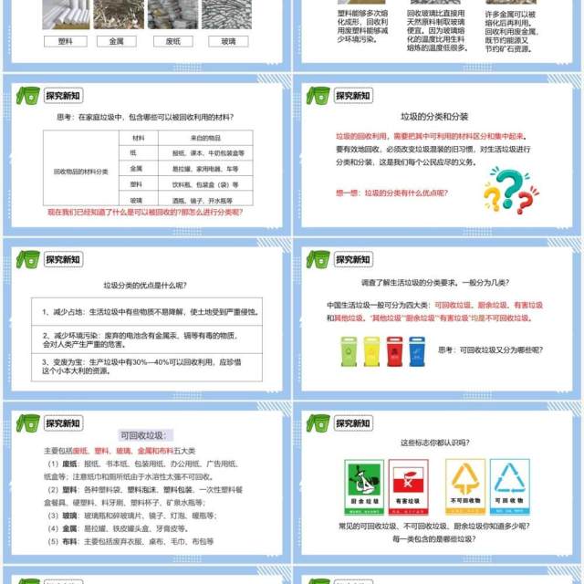 教科版六年级科学下册分类和回收利用课件PPT模板