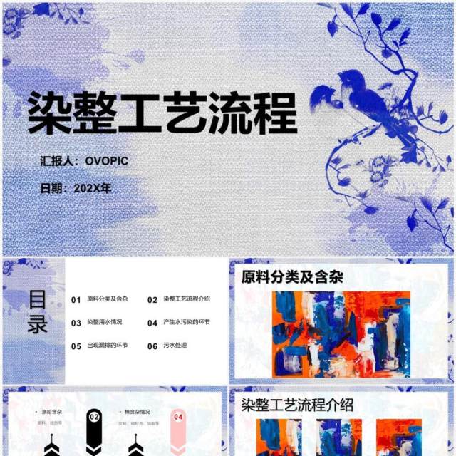 蓝色染整工艺流程培训课件PPT模板 蓝色染整工艺流程培训课件PPT模板