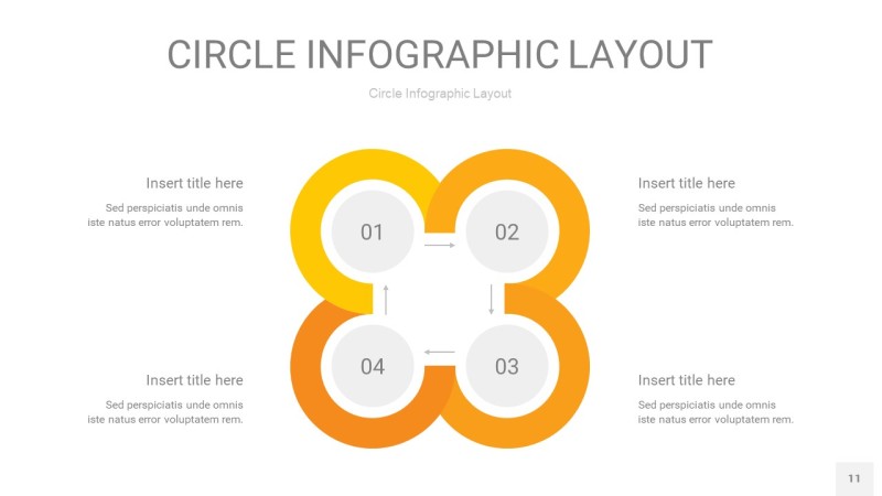 黄色圆形PPT信息图11